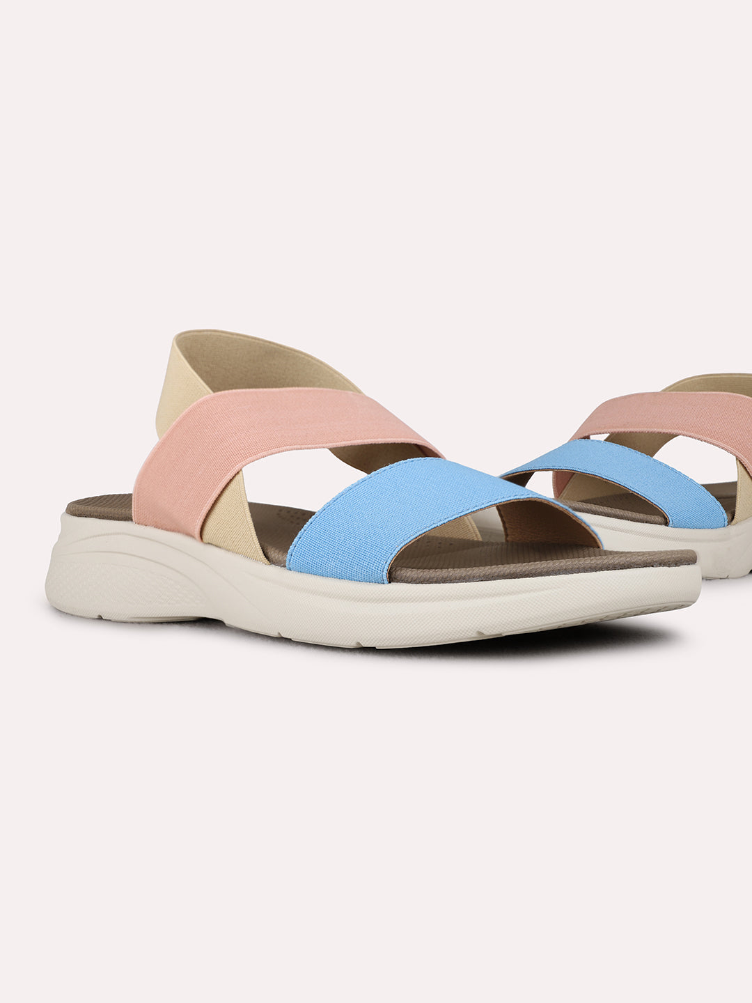 Womens Blue Party Wear Solid Open Toe Flat Sandals