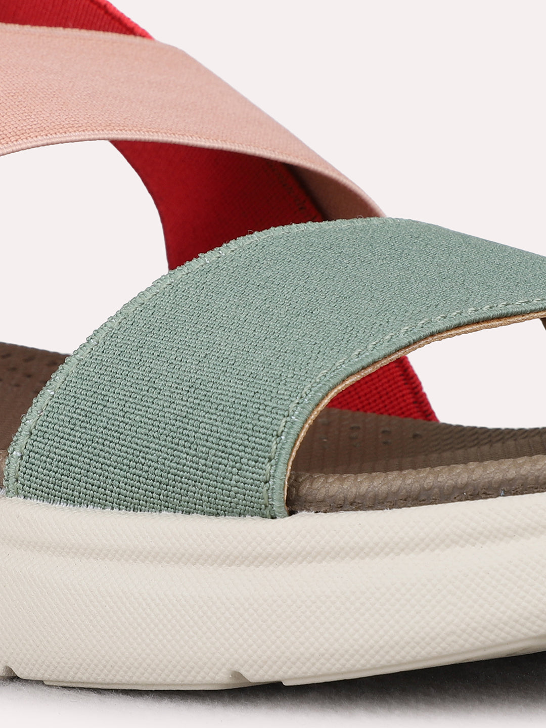 Womens Green Party Wear Solid Open Toe Flat Sandals