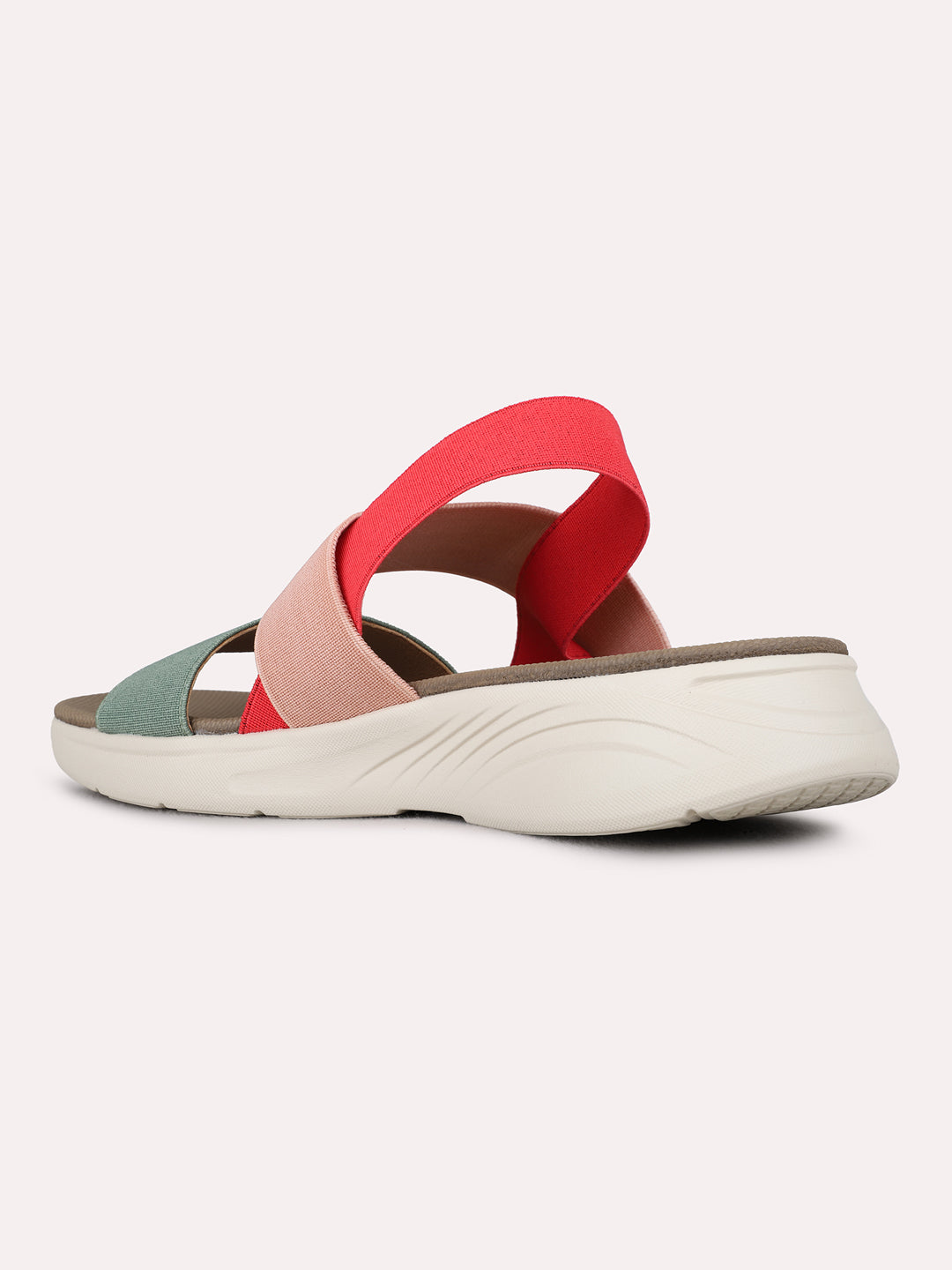 Womens Green Party Wear Solid Open Toe Flat Sandals