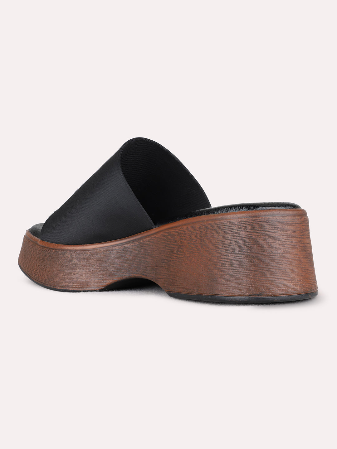 Womens Black Party Wear Solid Round Toe Platform Heels