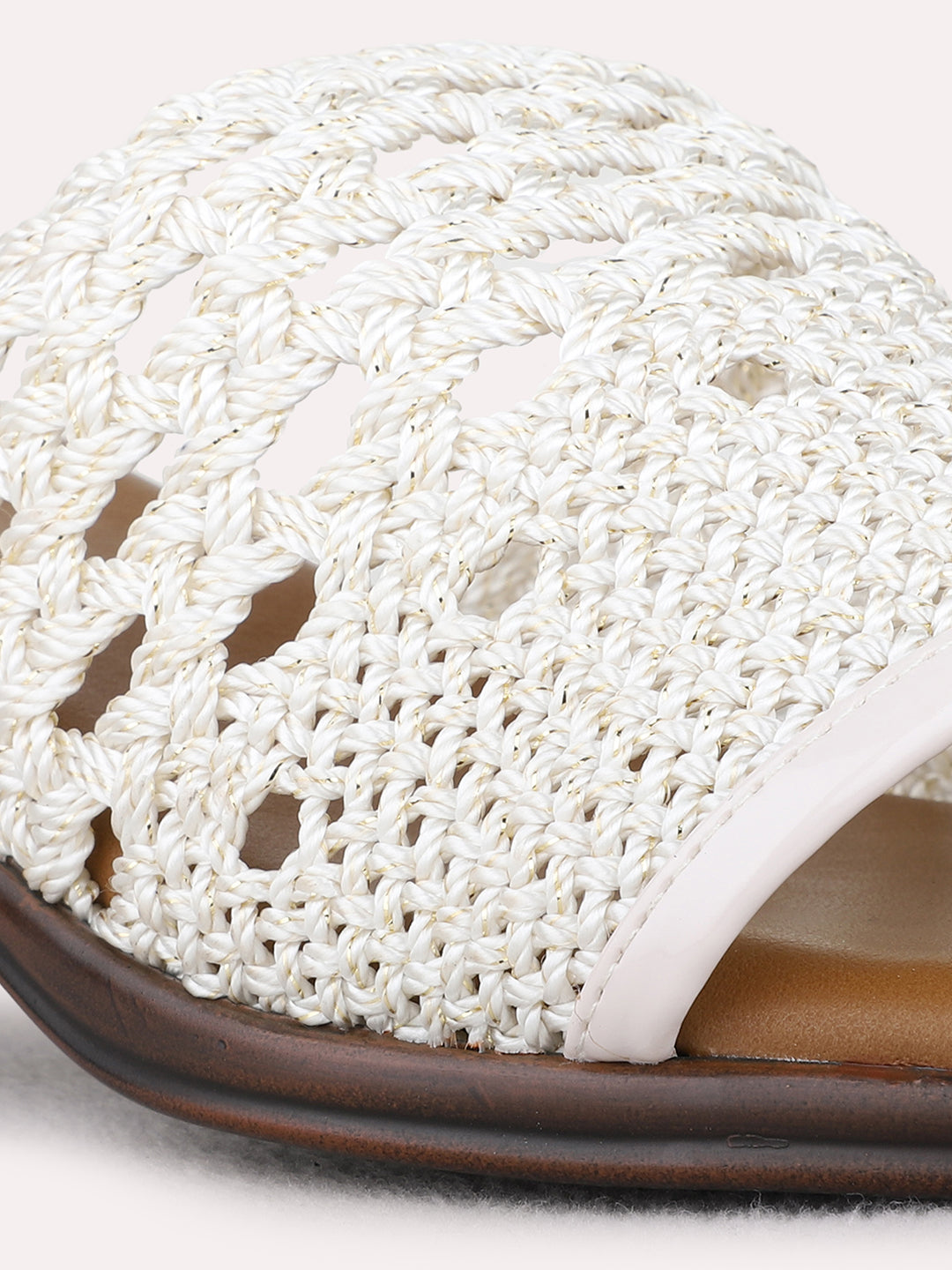 Womens Cream Party Wear Solid Round Toe Block Heel Sandals