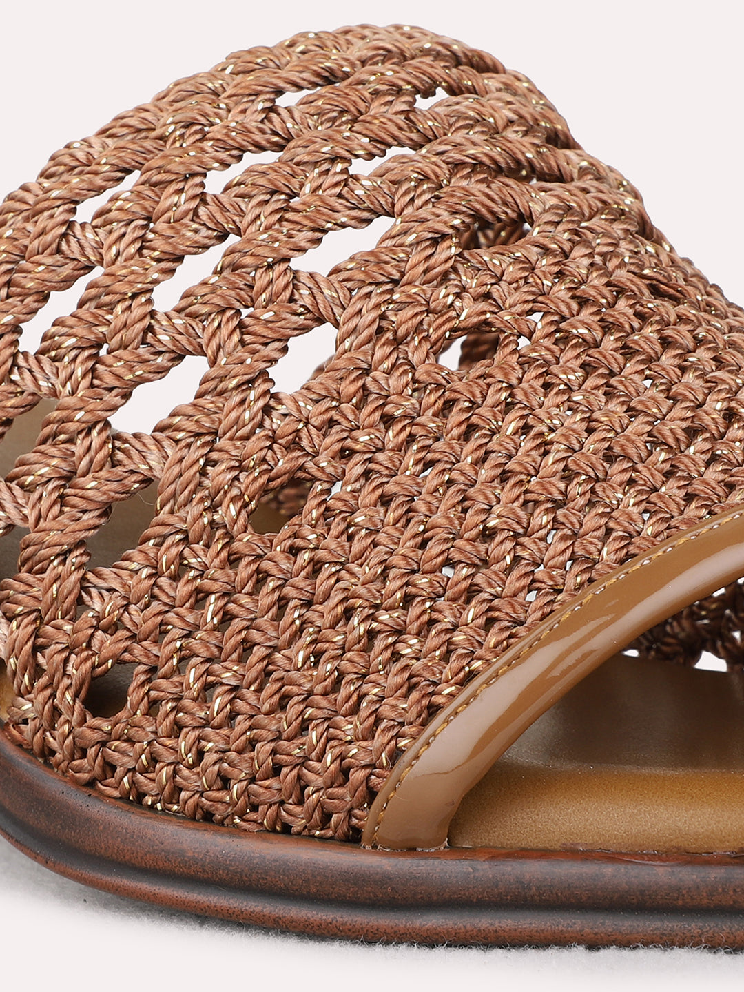 Womens Tan Party Wear Solid Round Toe Block Heel Sandals