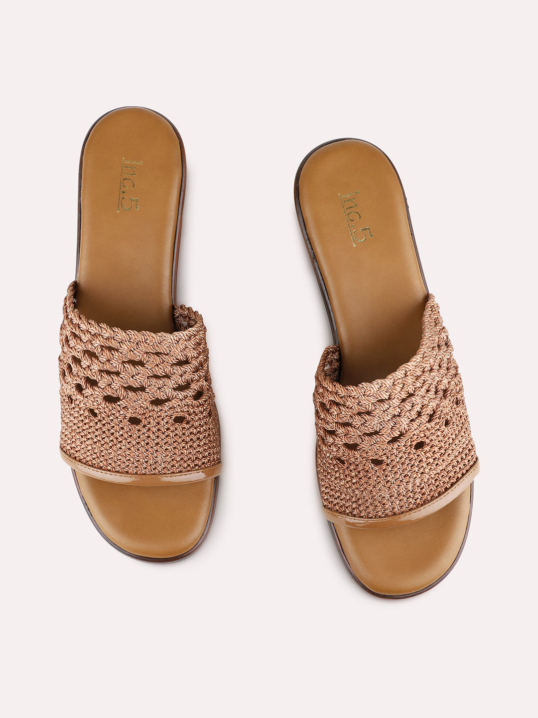 Womens Tan Party Wear Solid Round Toe Block Heel Sandals