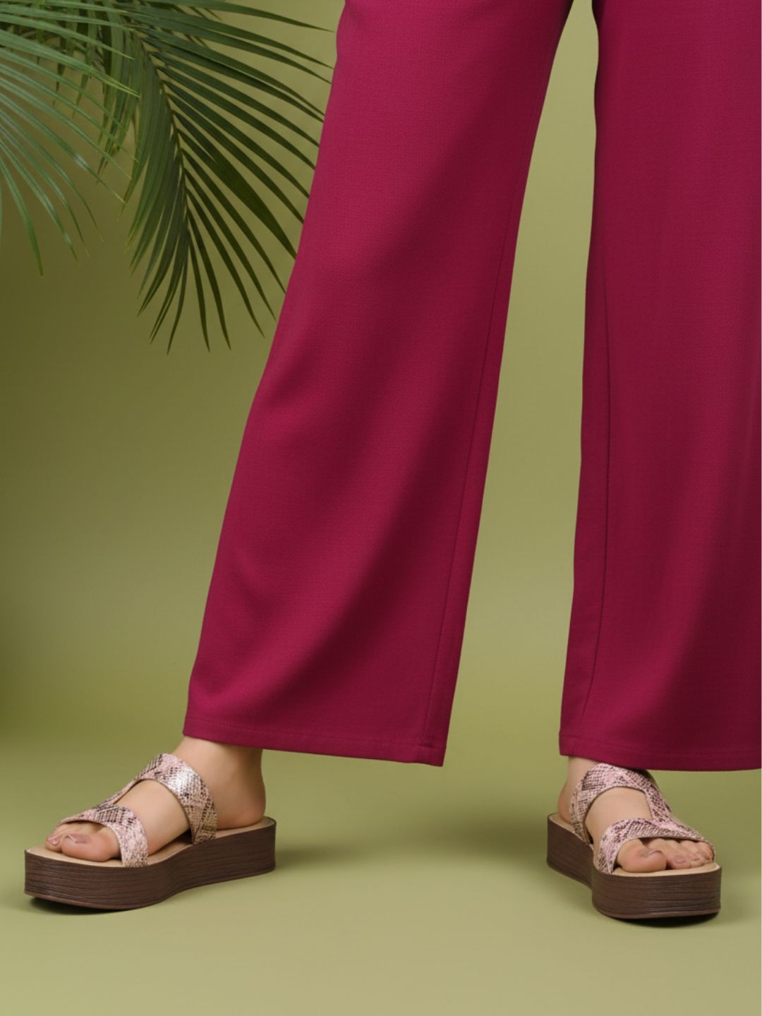 Womens Peach Party Wear Printed Round Toe Wedge Heels
