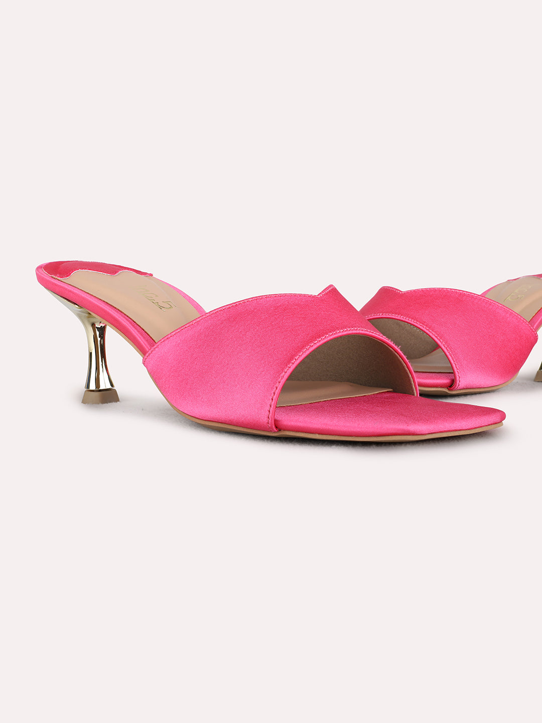 Womens Pink Party Wear Solid Round Toe Stiletto Heels