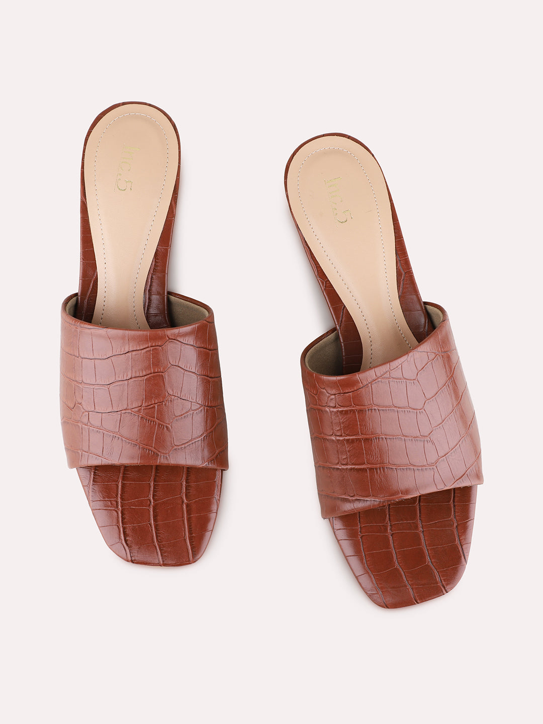 Womens Tan Party Wear Solid Round Toe Block Heels