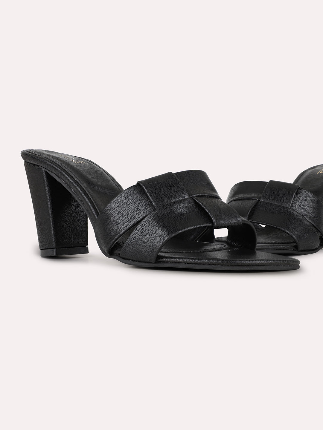 Womens Black Casual Solid Square Toe Block Heels