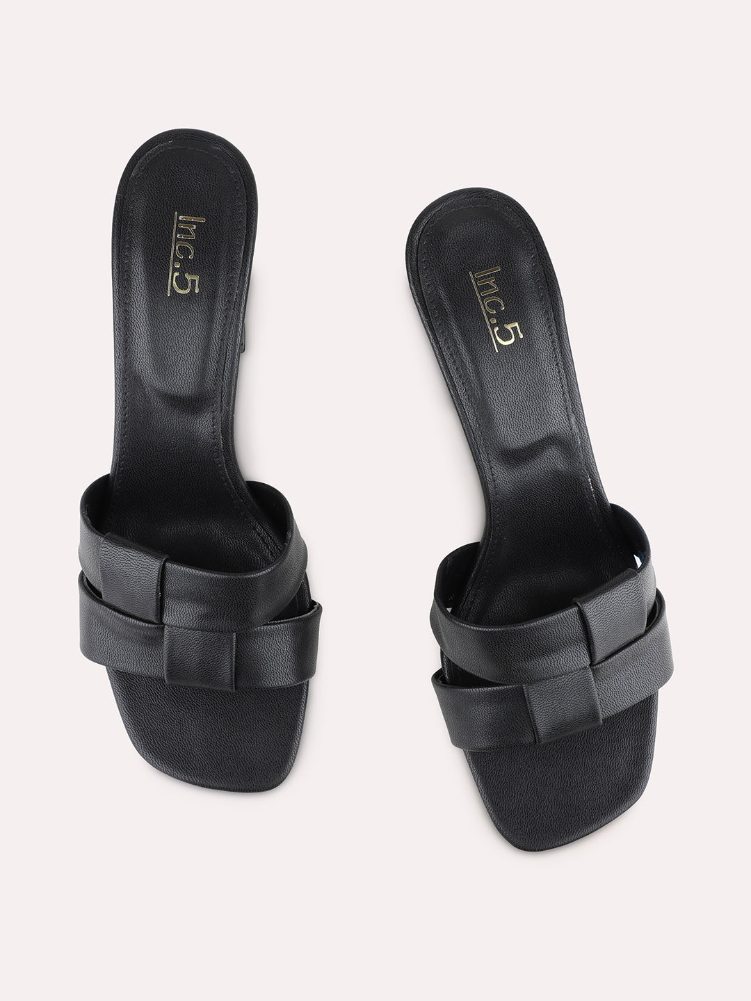Womens Black Casual Solid Square Toe Block Heels
