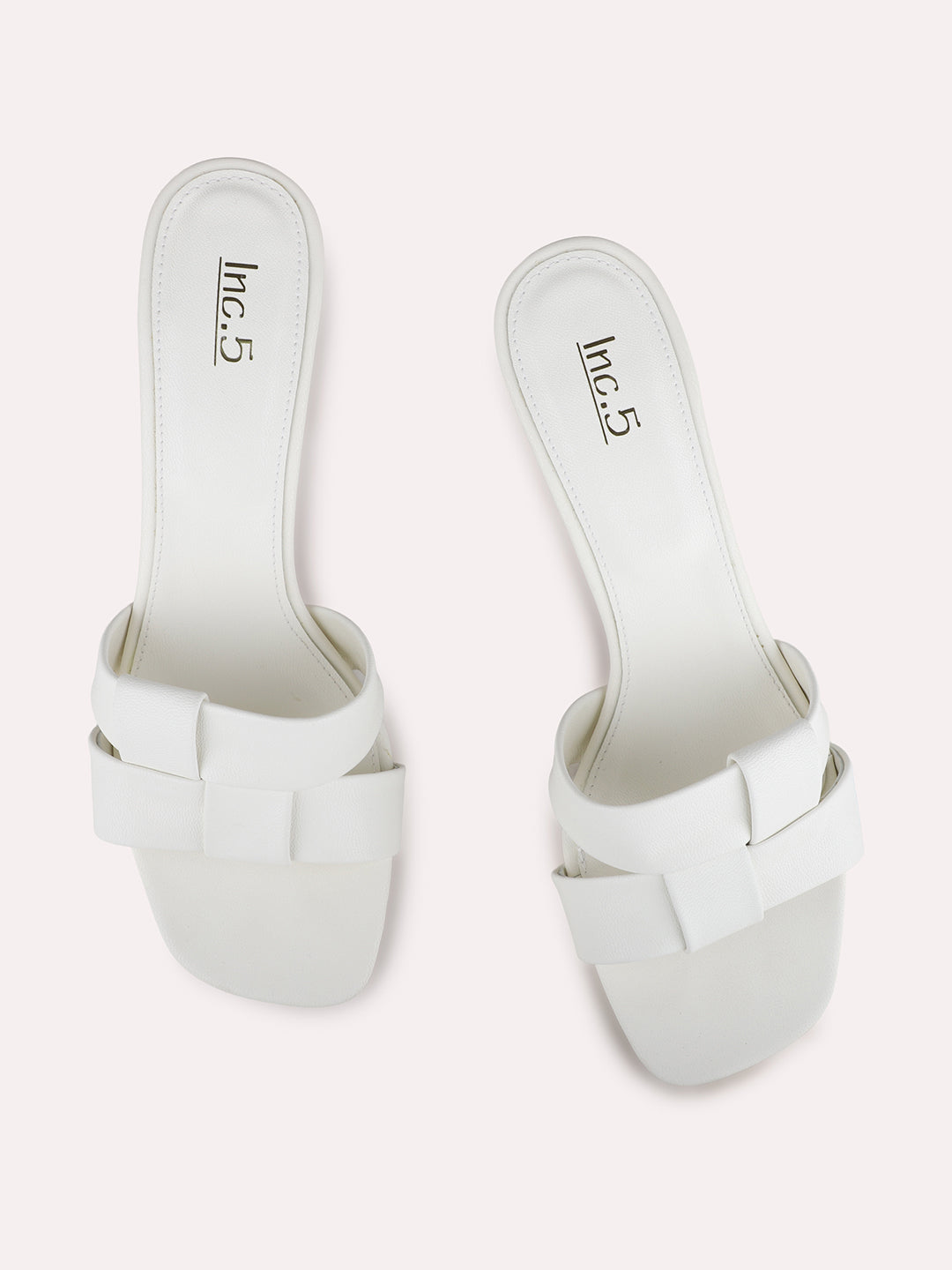 Womens White Casual Solid Pattern Square Toe Block Heels