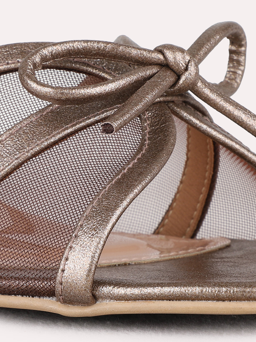 Womens Golden Party Wear Transparent Round Toe Block Heels