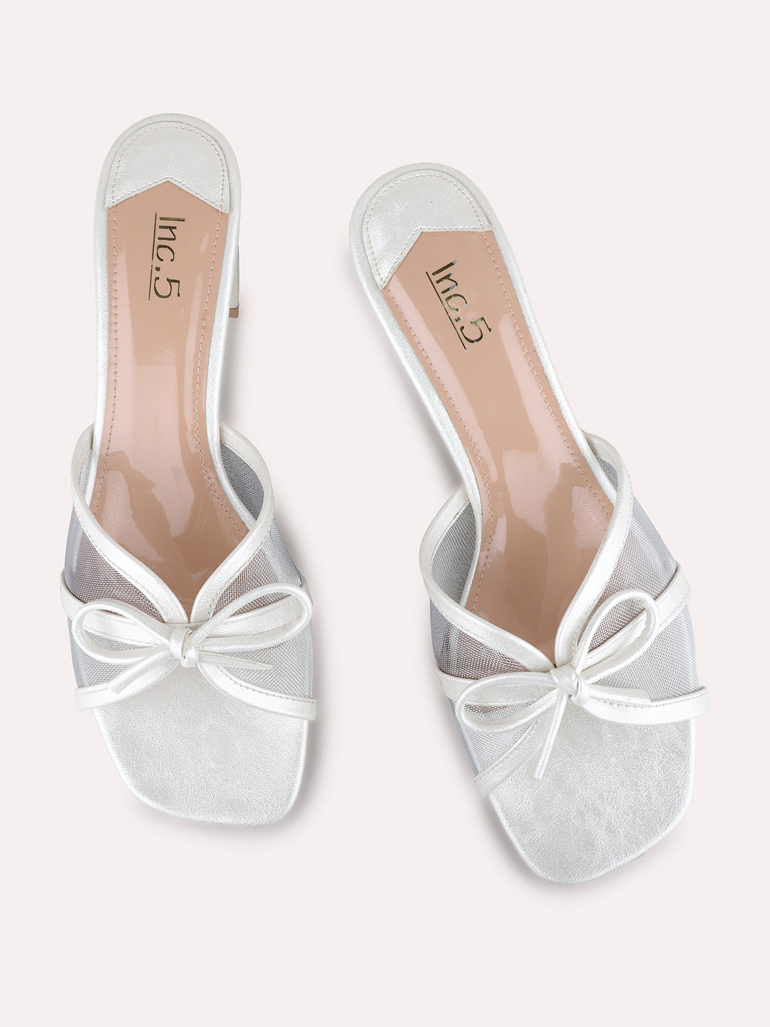 Womens Silver Party Wear Transparent Round Toe Block Heels