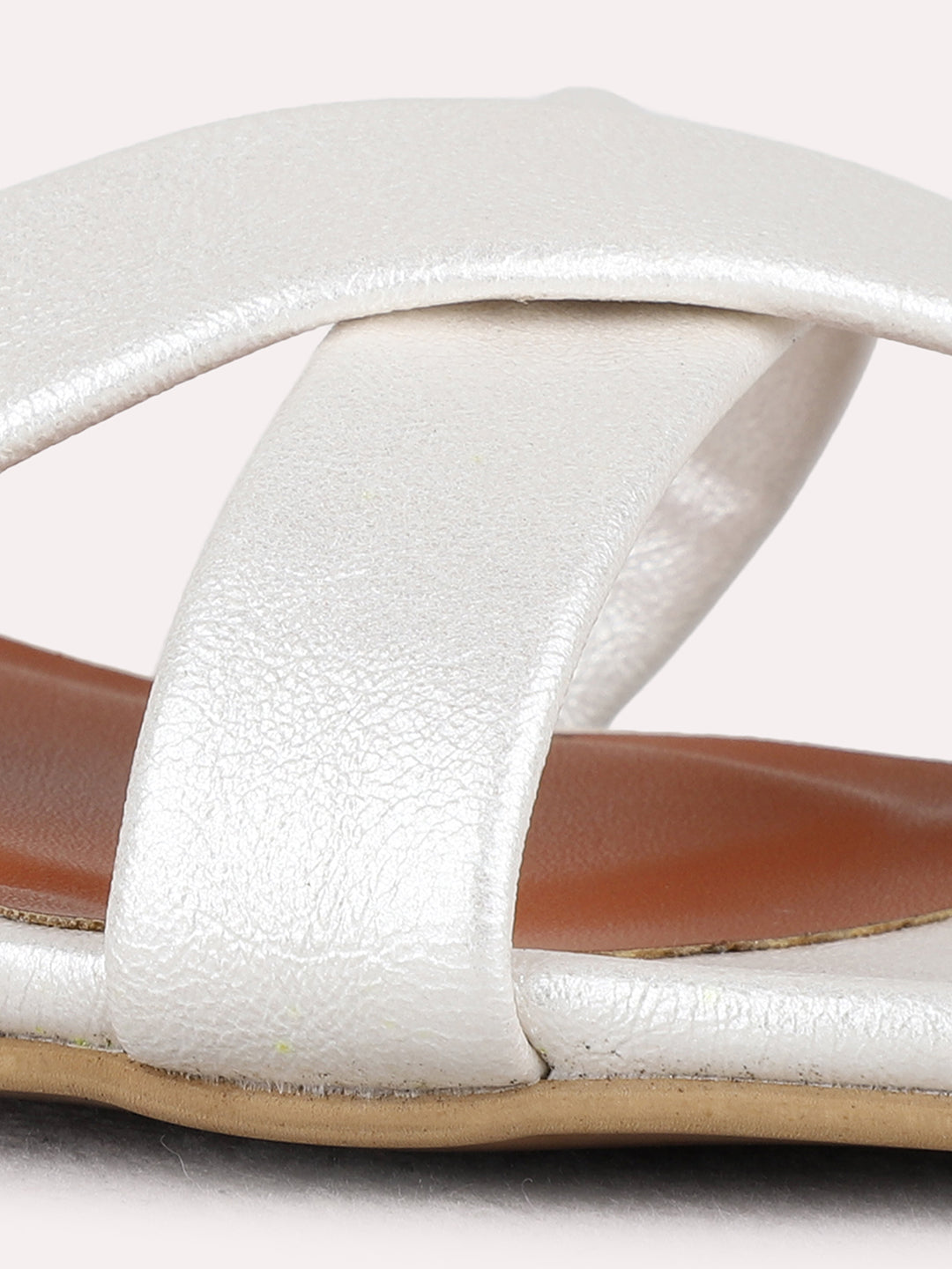Womens Silver Party Wear Solid Round Toe Block Heels