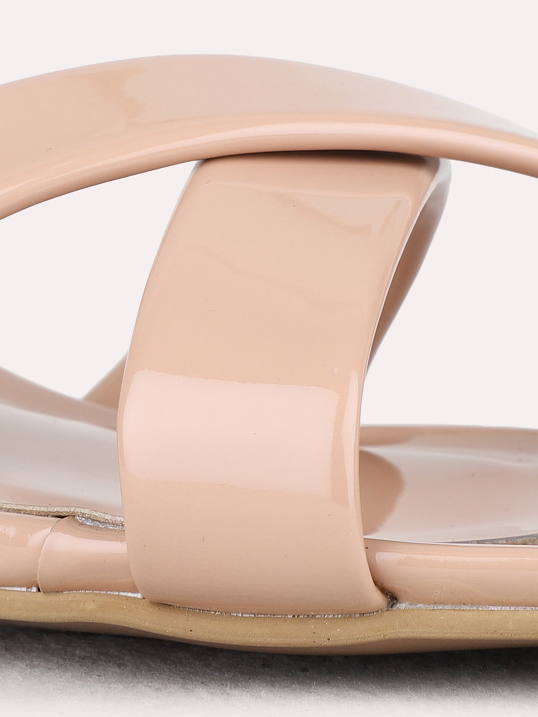Womens Nude Party Wear Solid Round Toe Block Heels