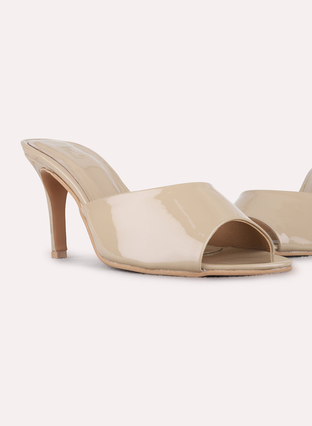 Womens Beige Party Wear Solid Round Toe Stiletto Heels