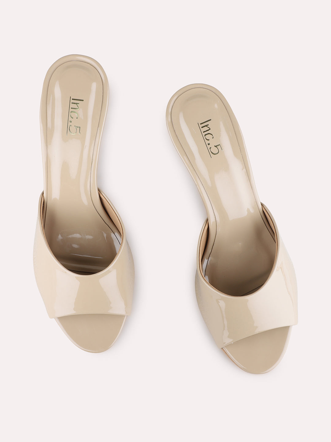 Womens Beige Party Wear Solid Round Toe Stiletto Heels