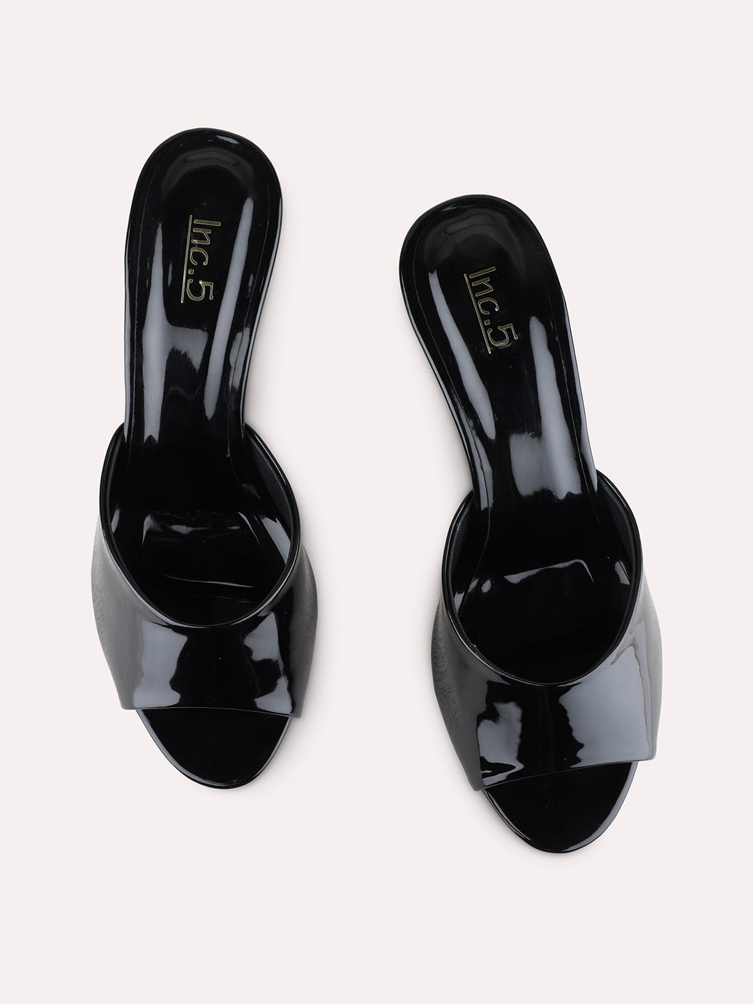 Womens Black Party Wear Solid Round Toe Stiletto Heels