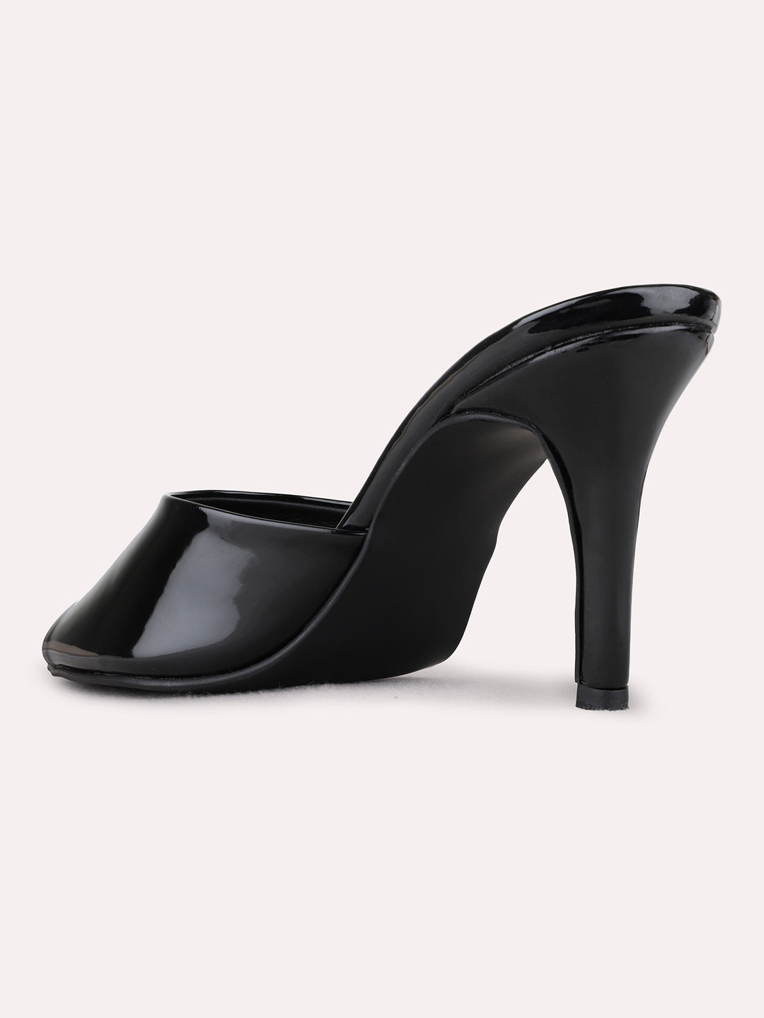 Womens Black Party Wear Solid Round Toe Stiletto Heels