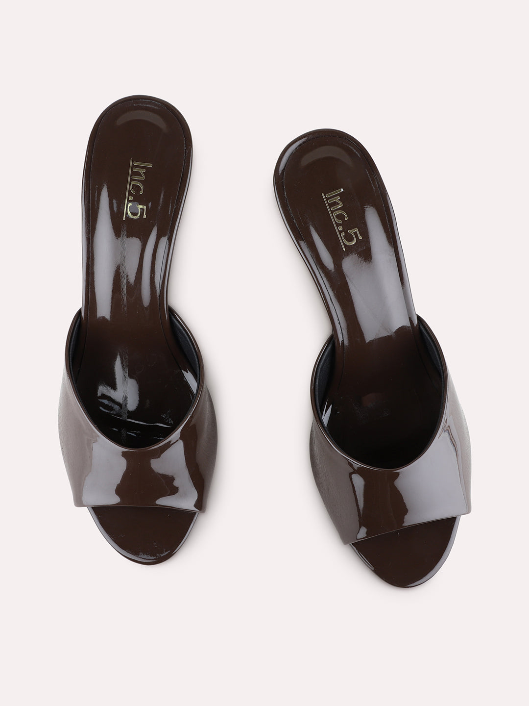 Womens Brown Party Wear Solid Round Toe Stiletto Heels