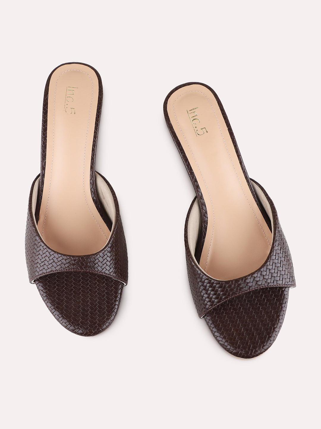 Womens Brown Casual Solid Round Toe Kitten Heels