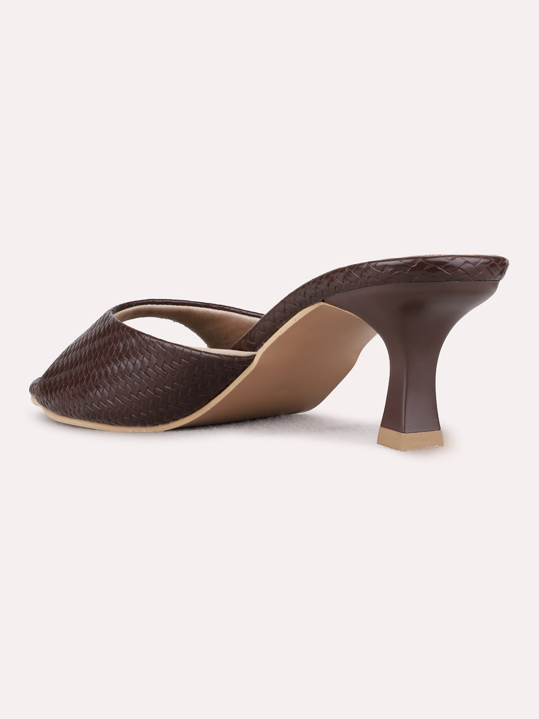 Womens Brown Casual Solid Round Toe Kitten Heels