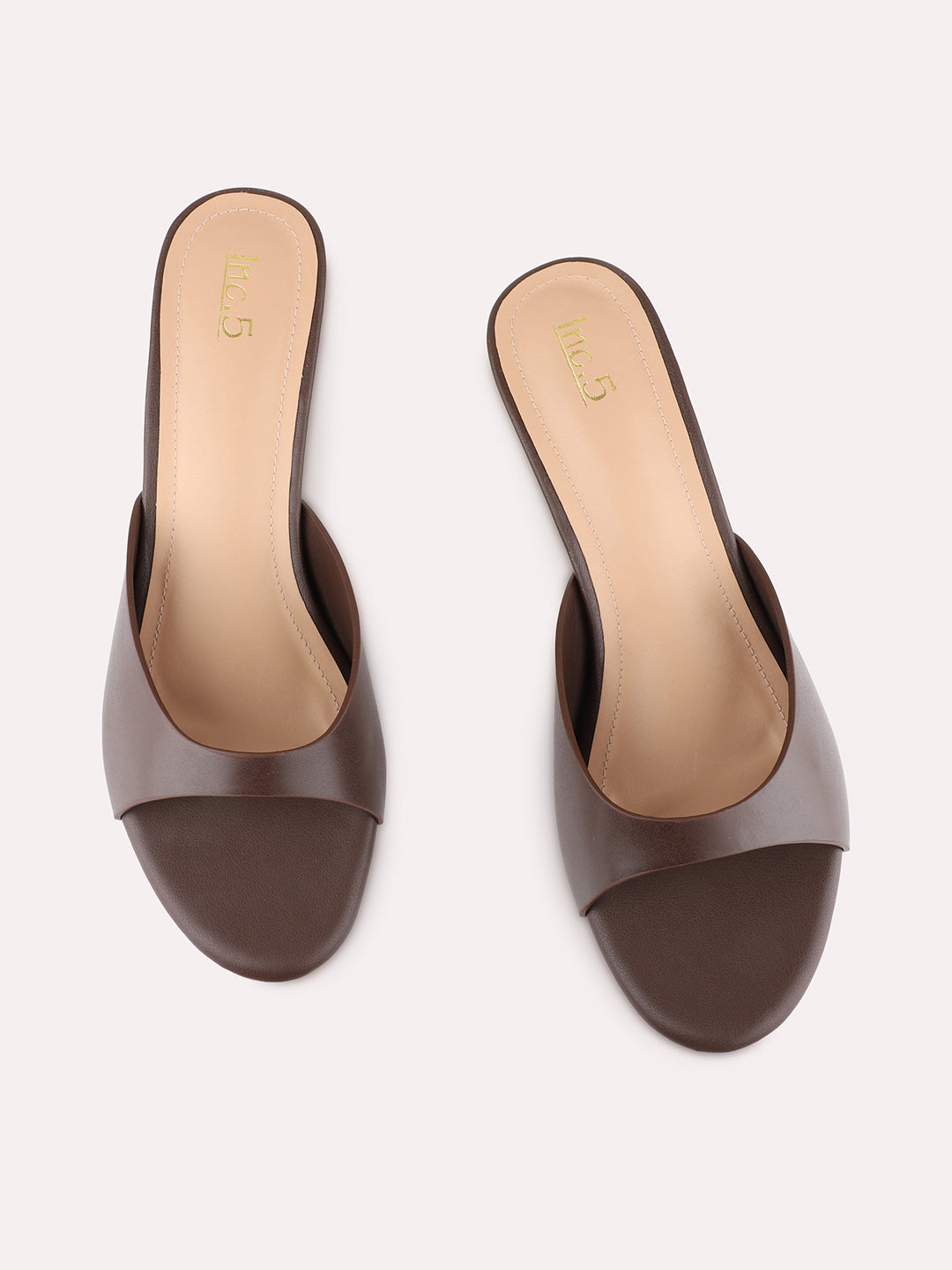 Womens Brown Casual Solid Round Toe Kitten Heels