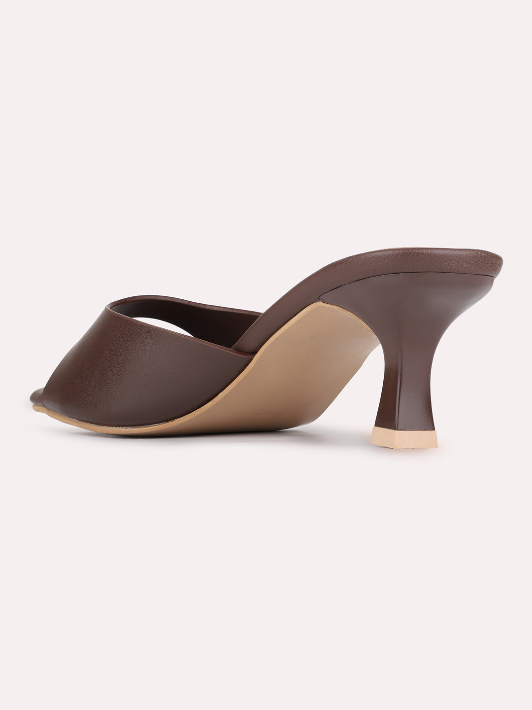 Womens Brown Casual Solid Round Toe Kitten Heels