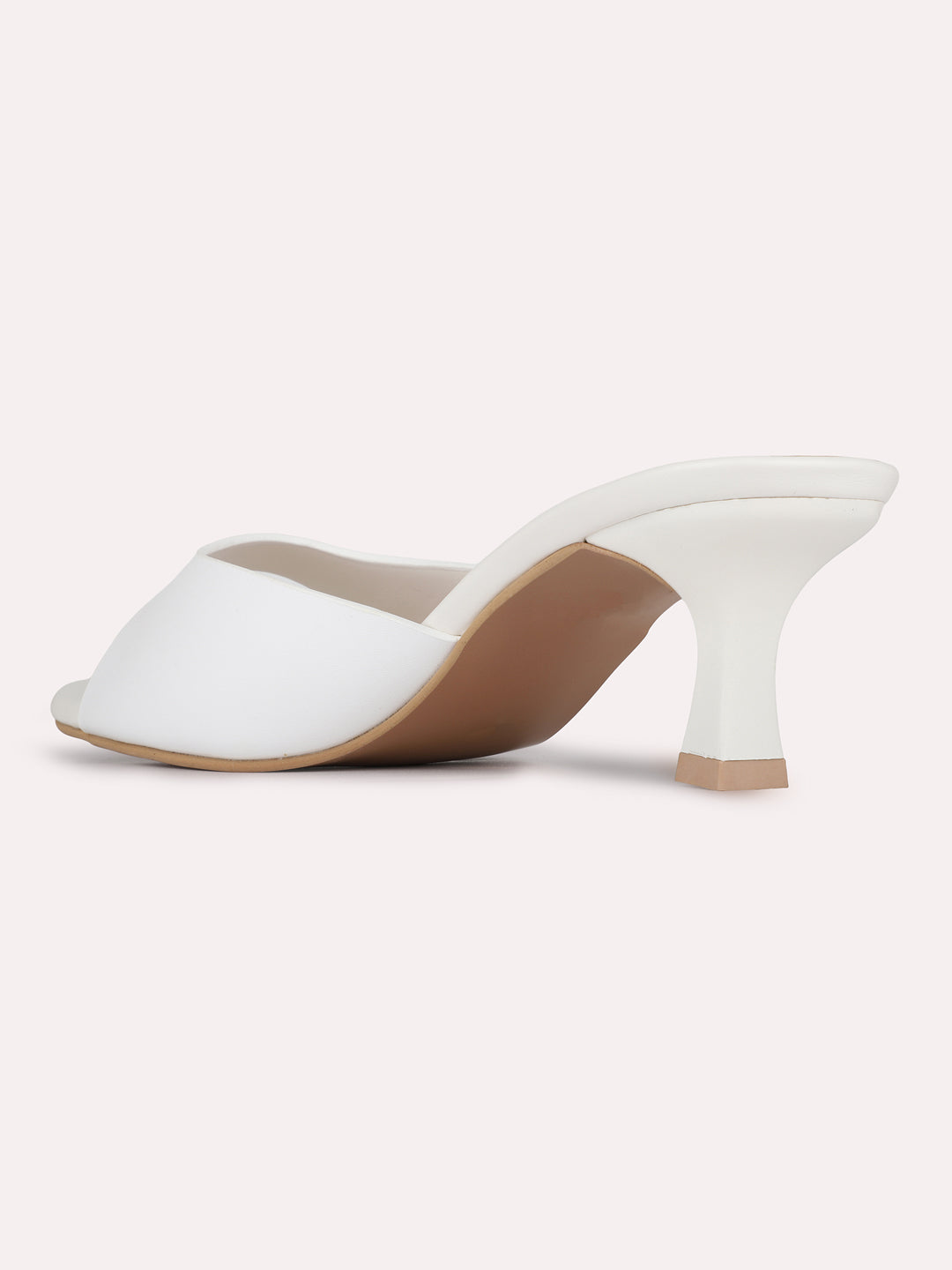 Womens White Casual Solid Round Toe Kitten Heels