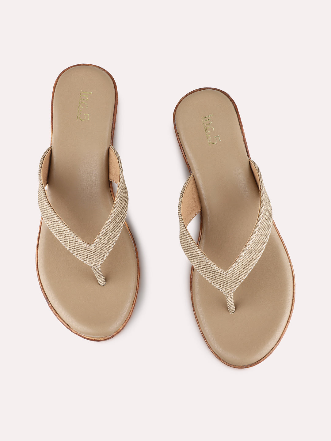 Womens Tan Ethnic Embellished Pattern Round Toe Wedge Heels