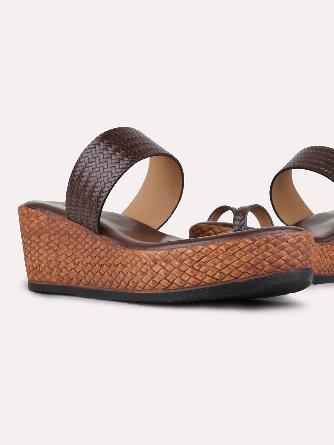 Womens Brown Casual Solid Round Toe Wedge Heels