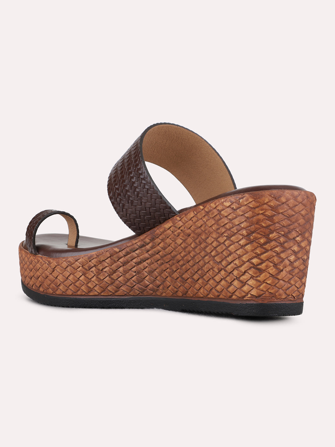 Womens Brown Casual Solid Round Toe Wedge Heels