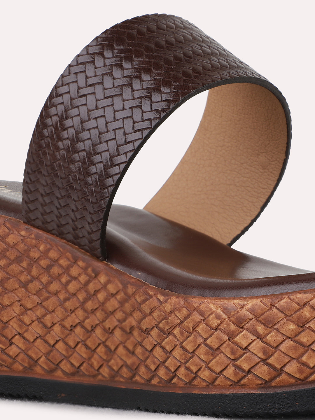 Womens Brown Casual Solid Round Toe Wedge Heels