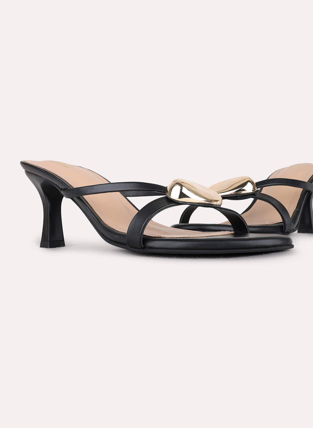 Womens Black Casual Solid Round Toe Stiletto Heels