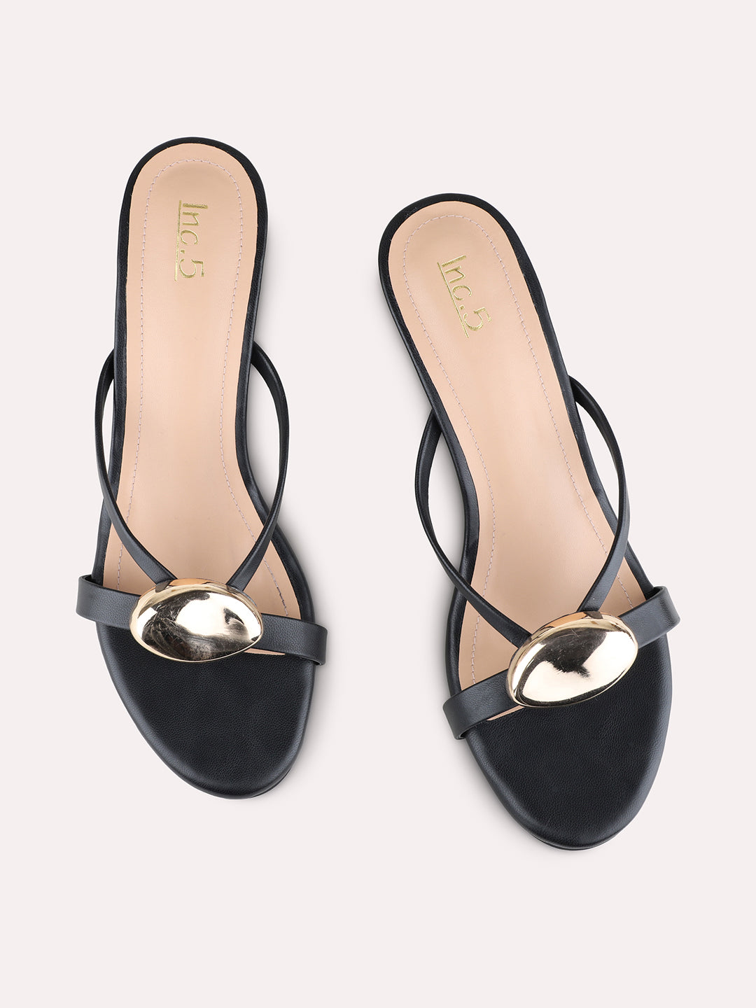Womens Black Casual Solid Round Toe Stiletto Heels