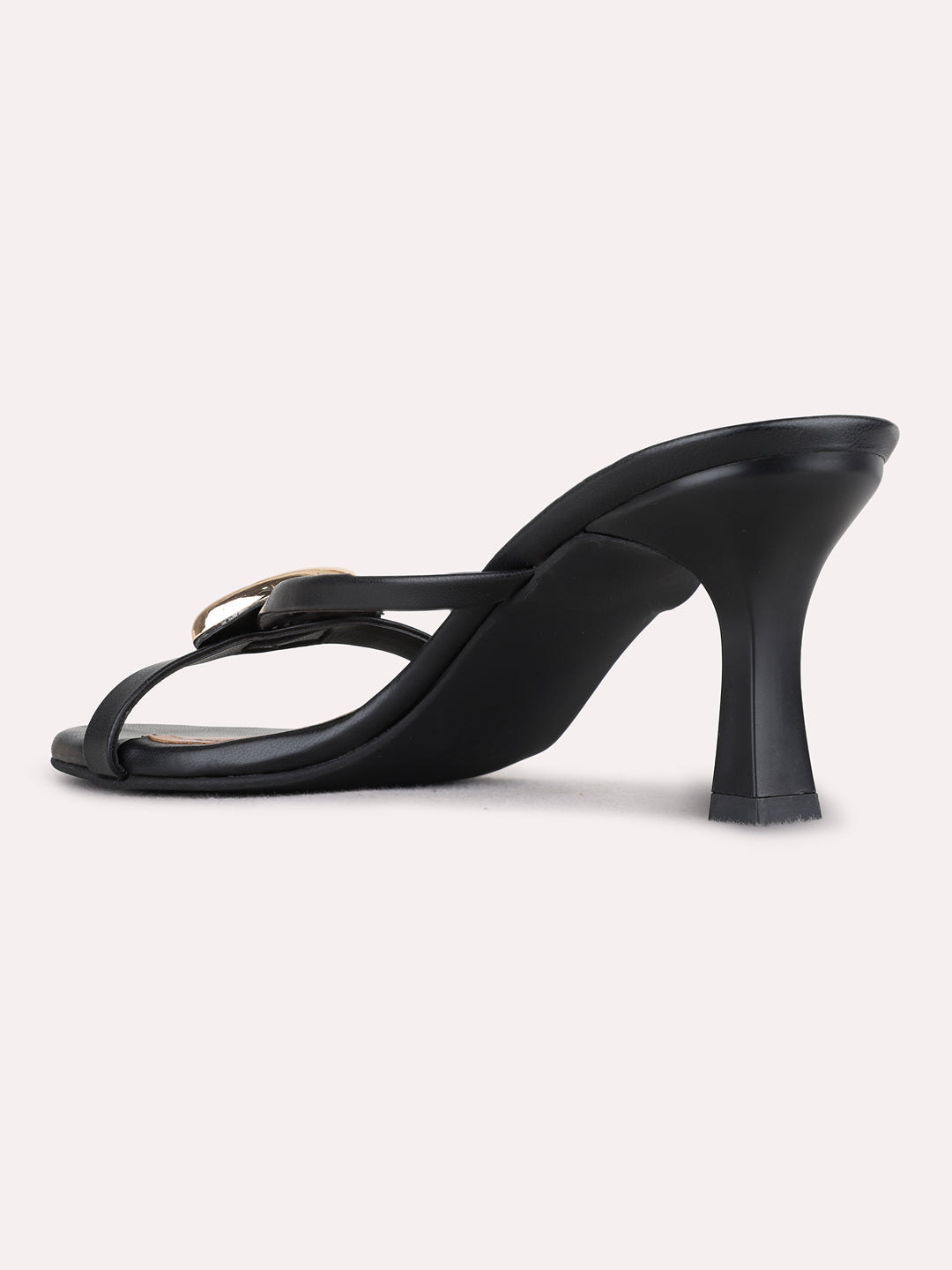 Womens Black Casual Solid Round Toe Stiletto Heels