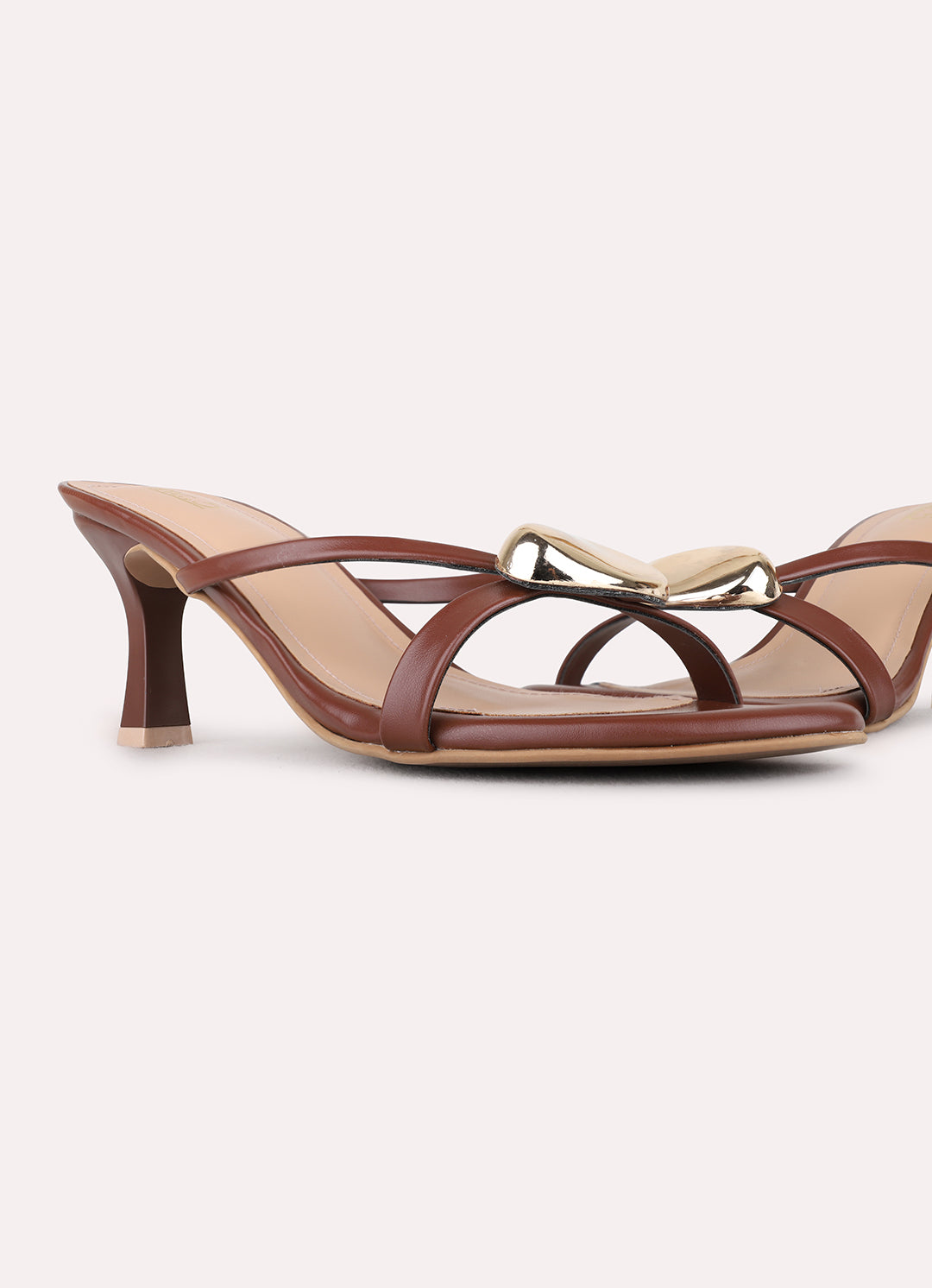 Womens Brown Casual Solid Round Toe Stiletto Heels