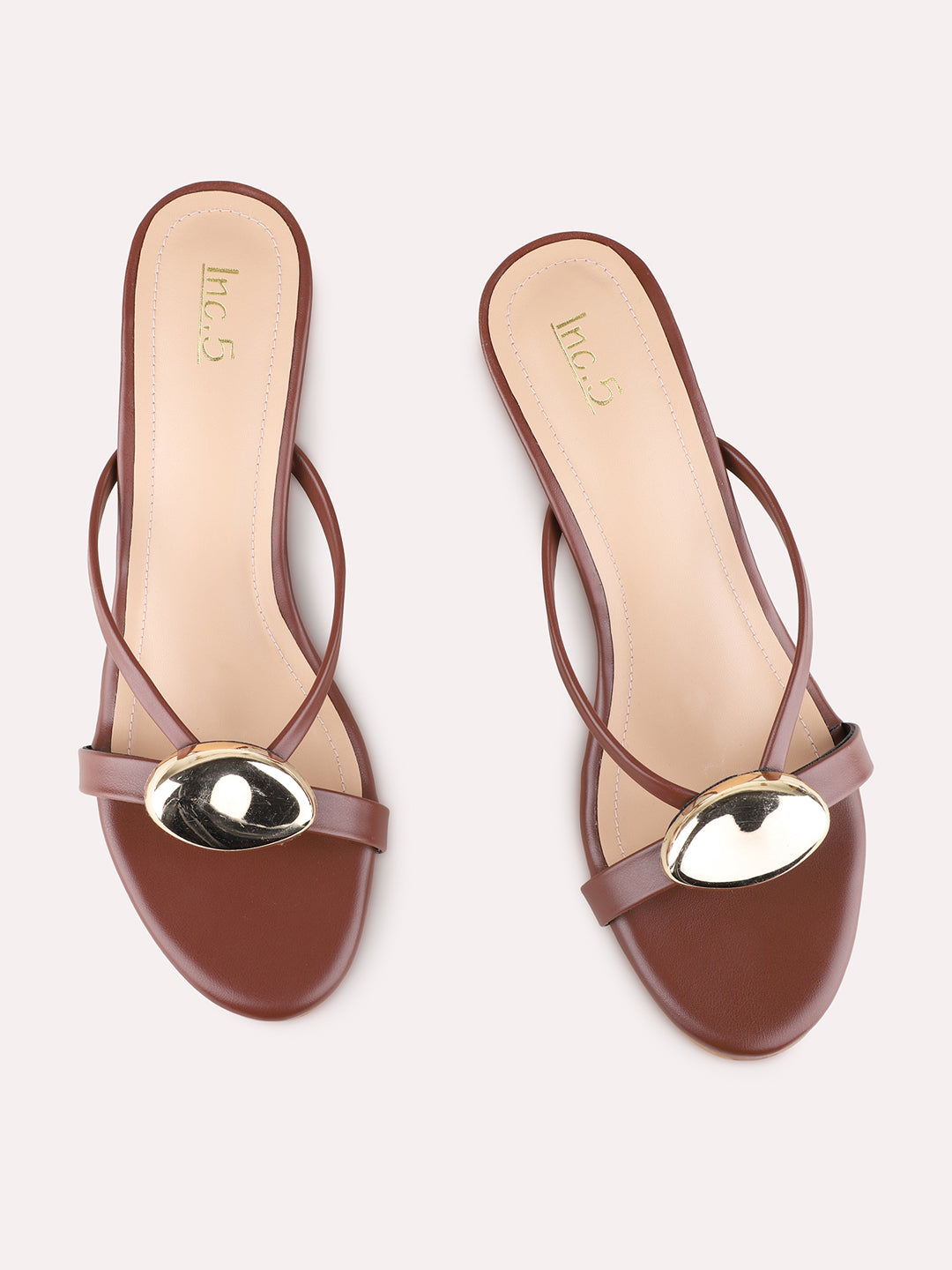 Womens Brown Casual Solid Round Toe Stiletto Heels