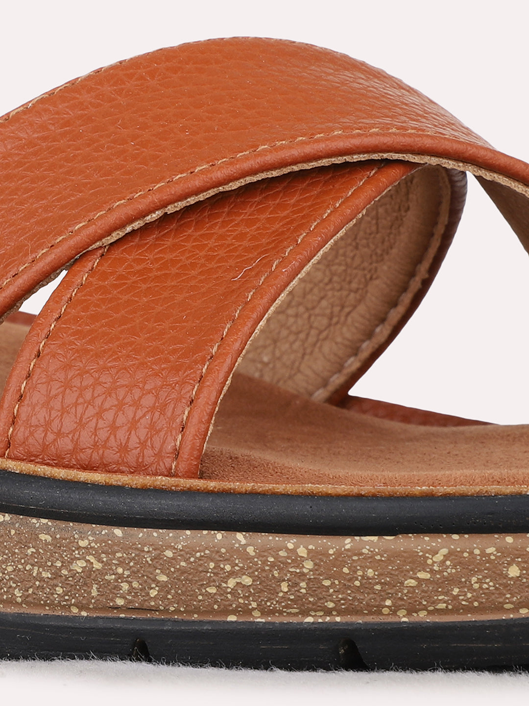 Womens Tan Party Wear Striped Round Toe Wedge Heels