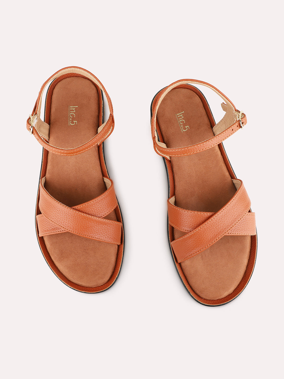 Womens Tan Party Wear Striped Round Toe Wedge Heels