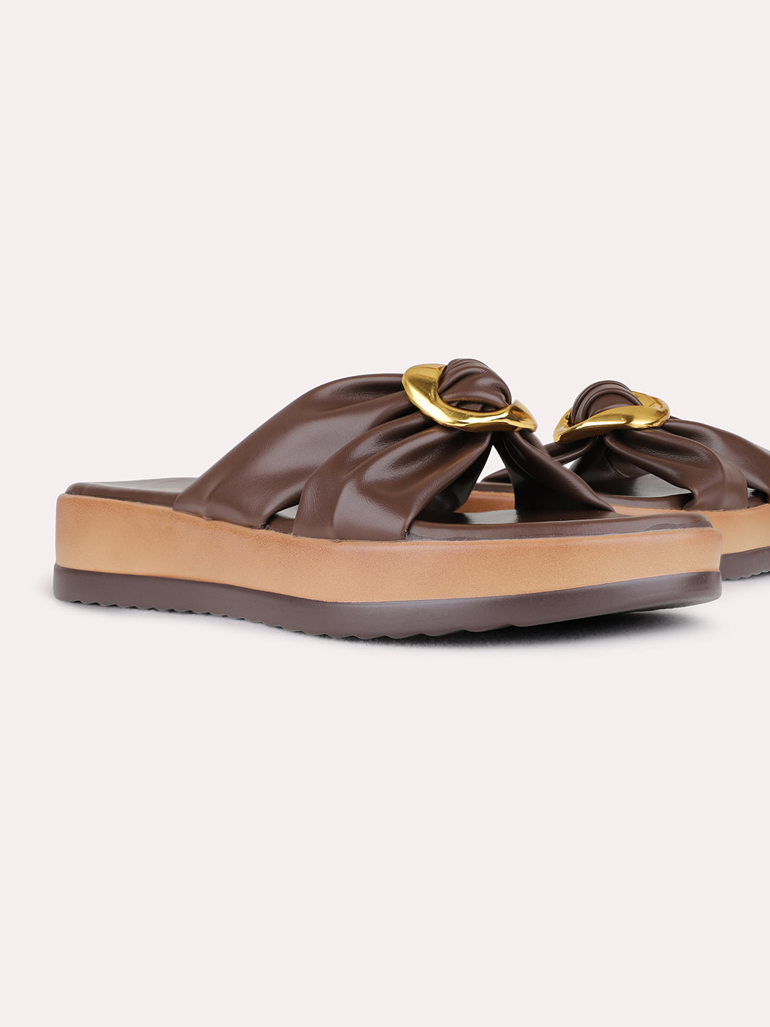 Womens Brown Casual Solid Pointed Toe Wedge Heel Sandals