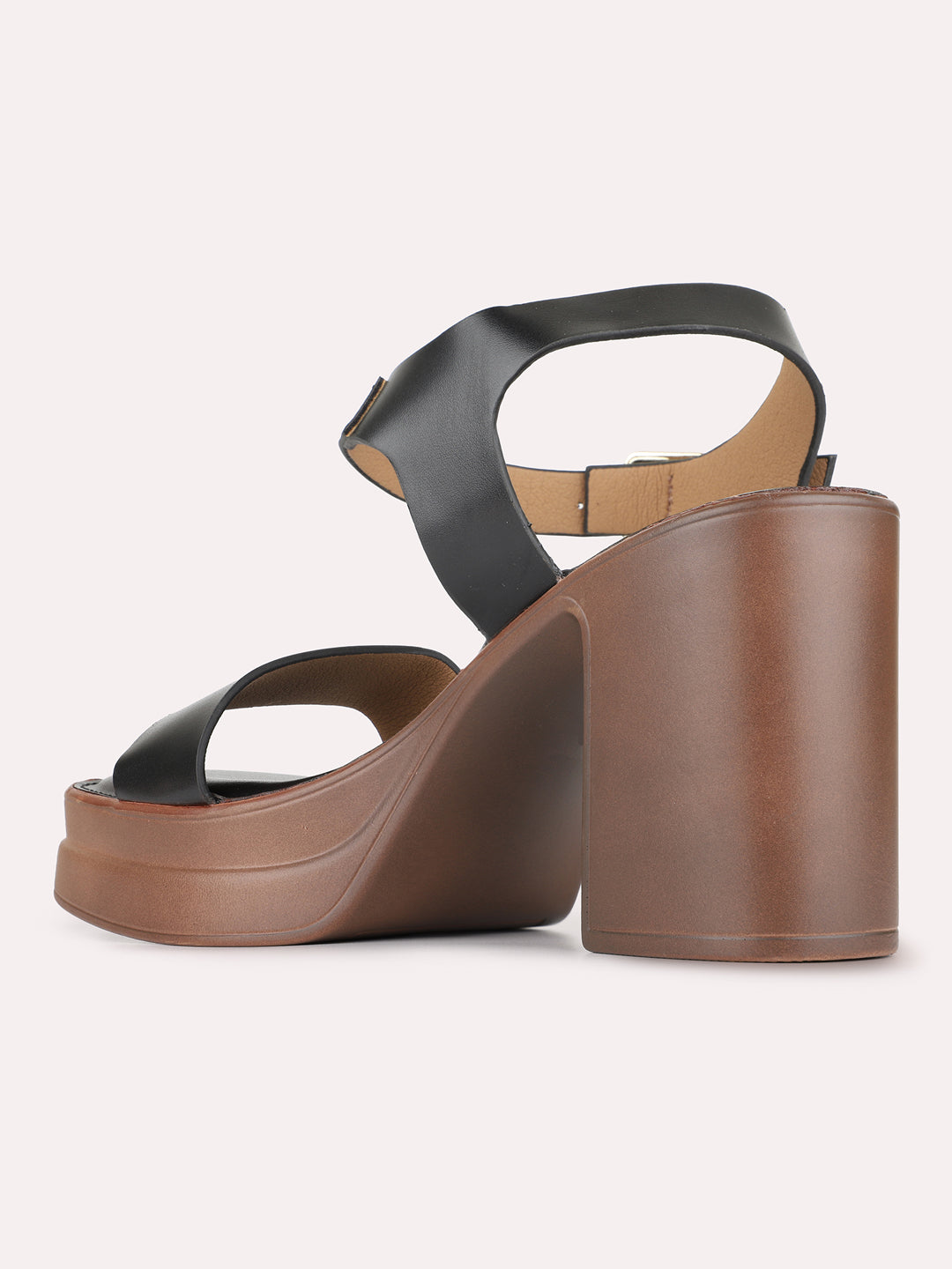 Womens Black Casual Solid Pattern Round Toe Platform Heels