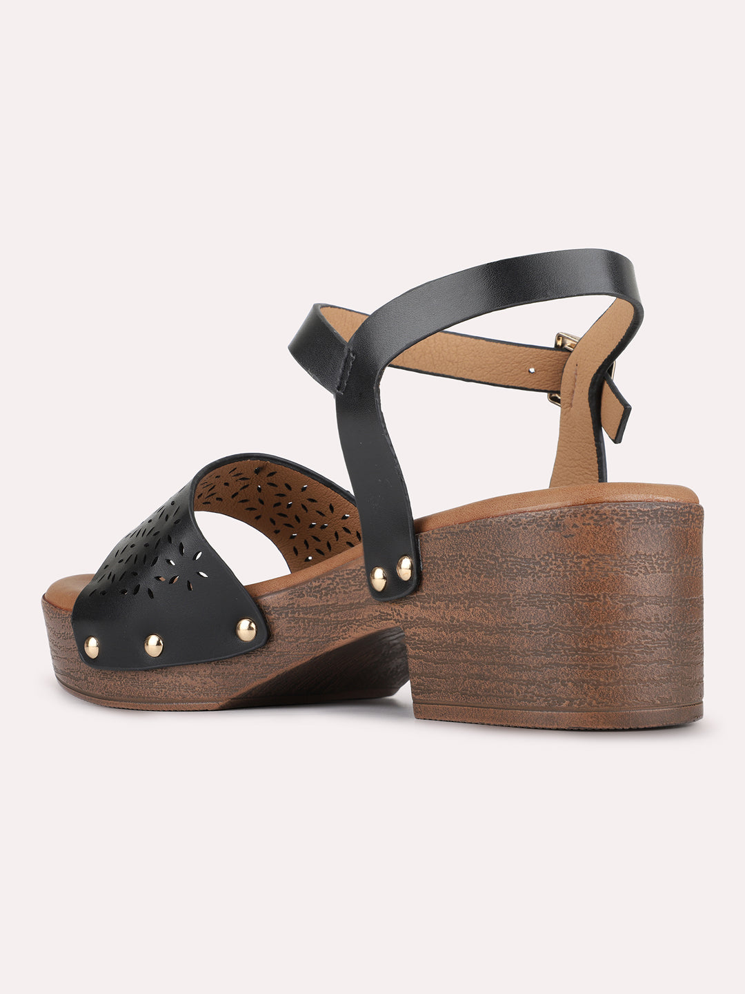 Womens Black Casual Solid Pattern Round Toe shape Platform Heels