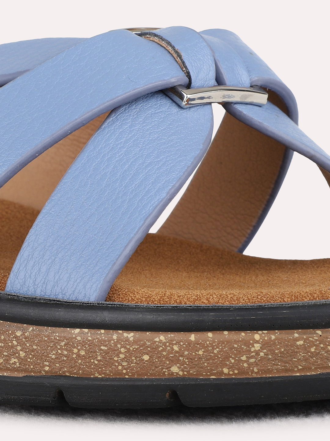 Womens Blue Party Wear Solid Round Toe Wedge Heels