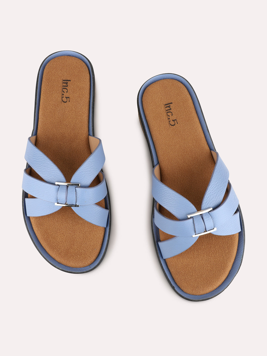 Womens Blue Party Wear Solid Round Toe Wedge Heels