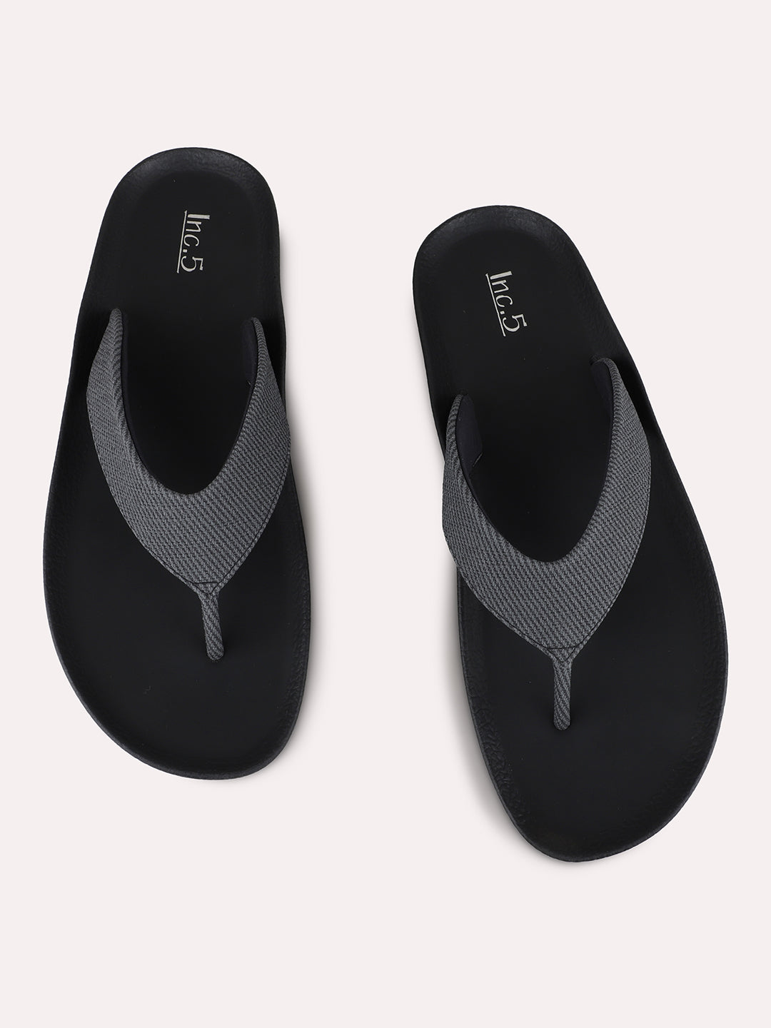 Womens Black Casual Embossed T-Strap Flat Slip-Ons