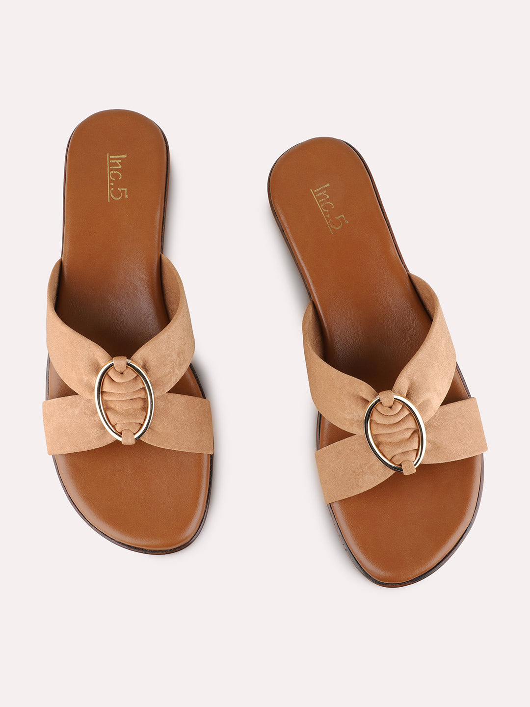 Womens Tan Casual Solid Round Toe Block Heels