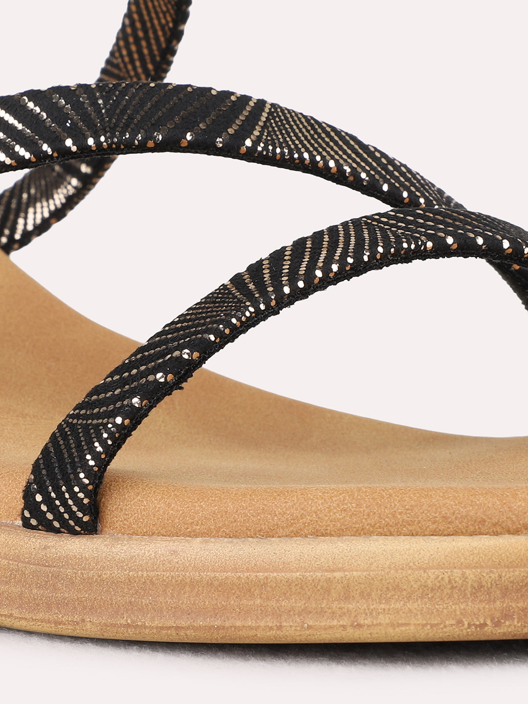 Womens Golden Party Wear Striped Round Toe Block heels