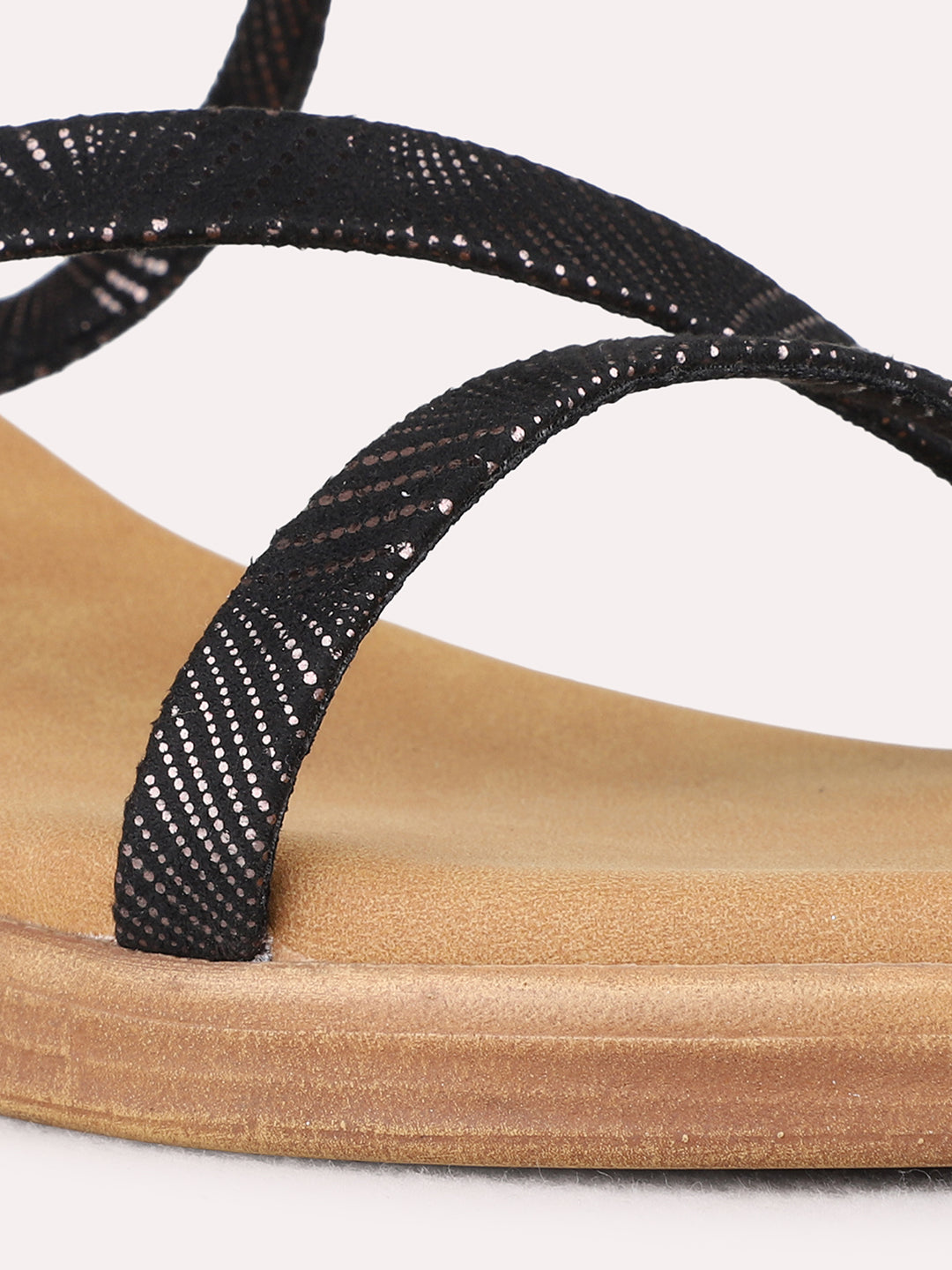 Womens Black Party Wear Striped Round Toe Block heels