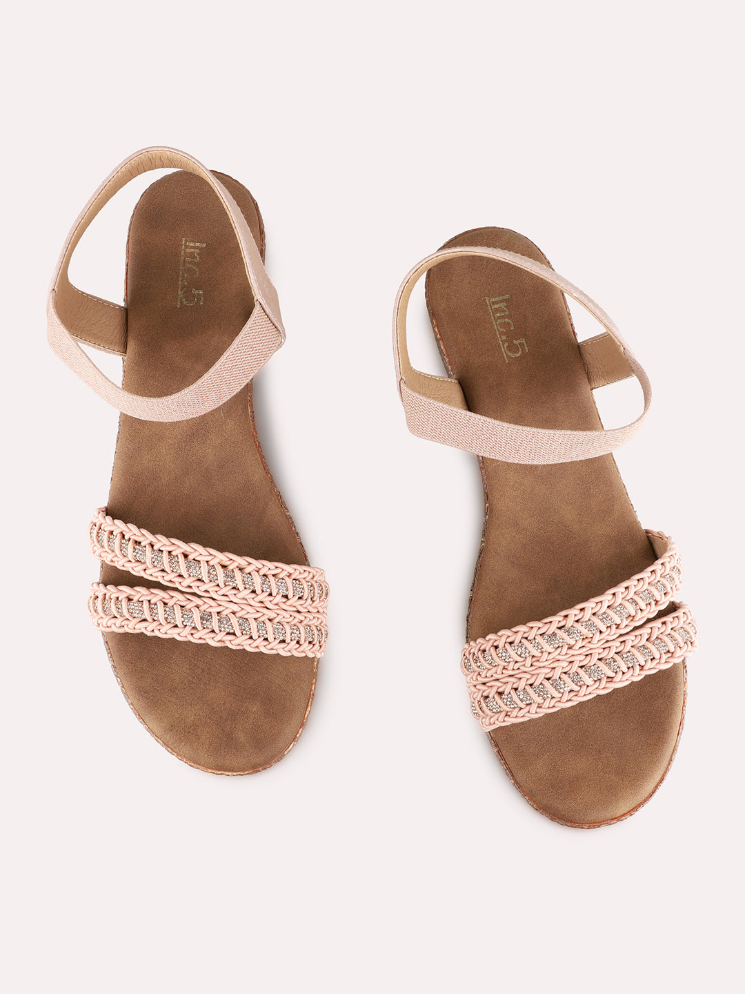 Womens Peach Casual Solid Round Toe Wedge Heels