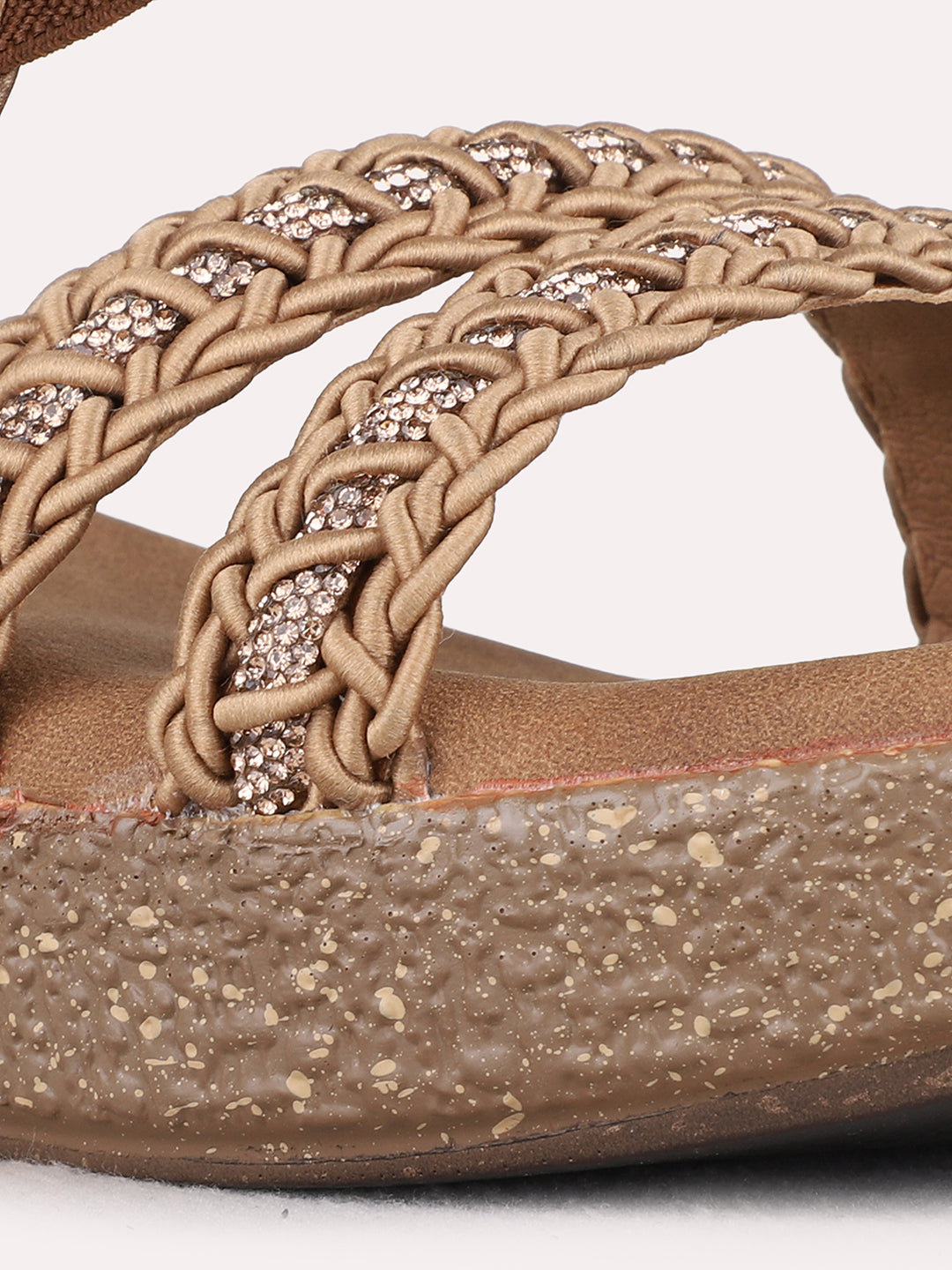 Womens Tan Casual Solid Round Toe Wedge Heels