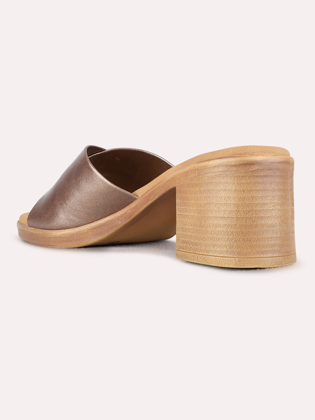 Womens Golden Party Wear Solid Pattern Round Toe Shape Block heels